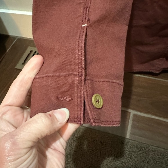 Stio Men's Burgundy Button-Up Shacket - Picture 4 of 5